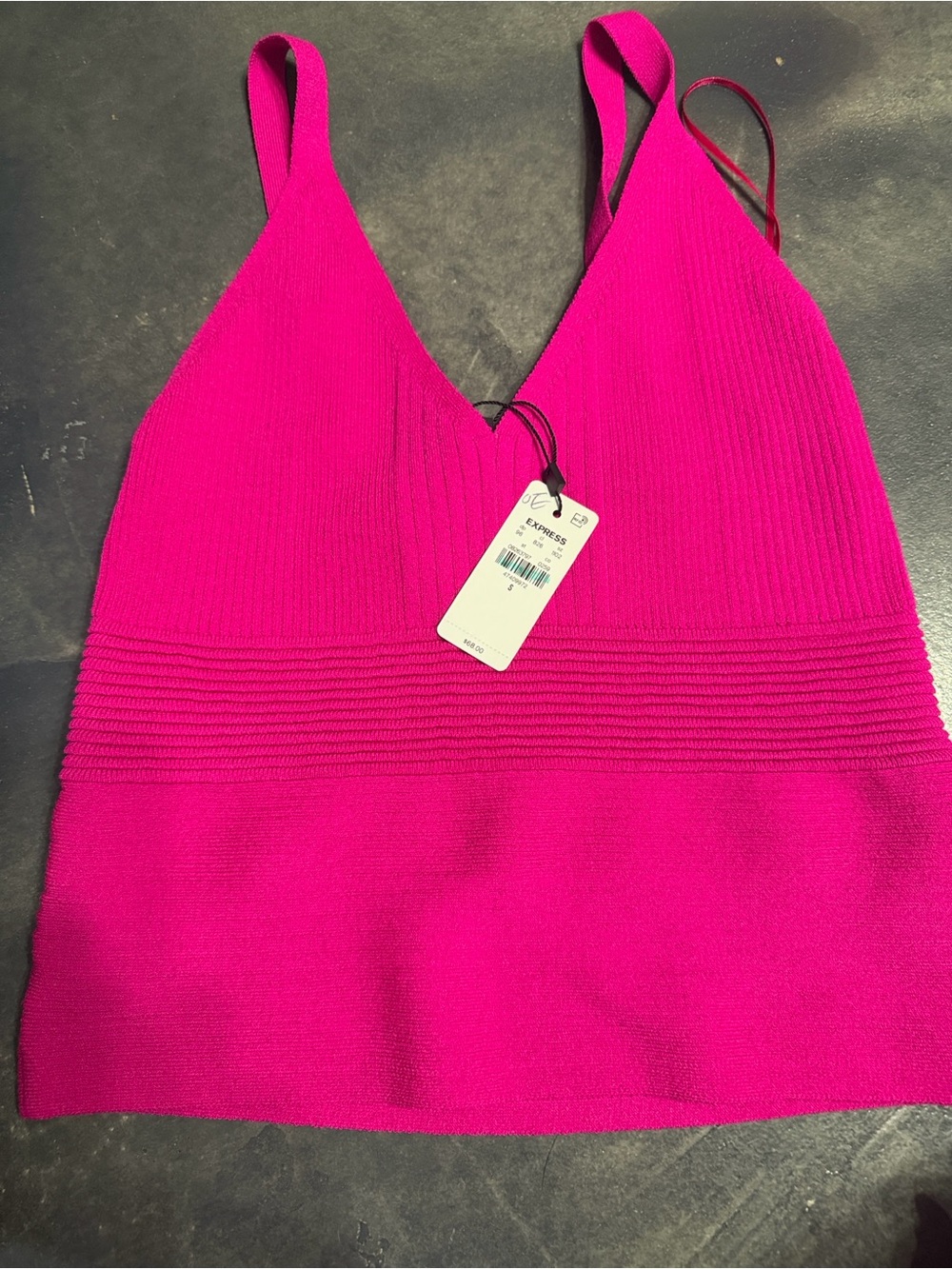 Express Hot Pink Ribbed V-Neck Camisole - Picture 2 of 4